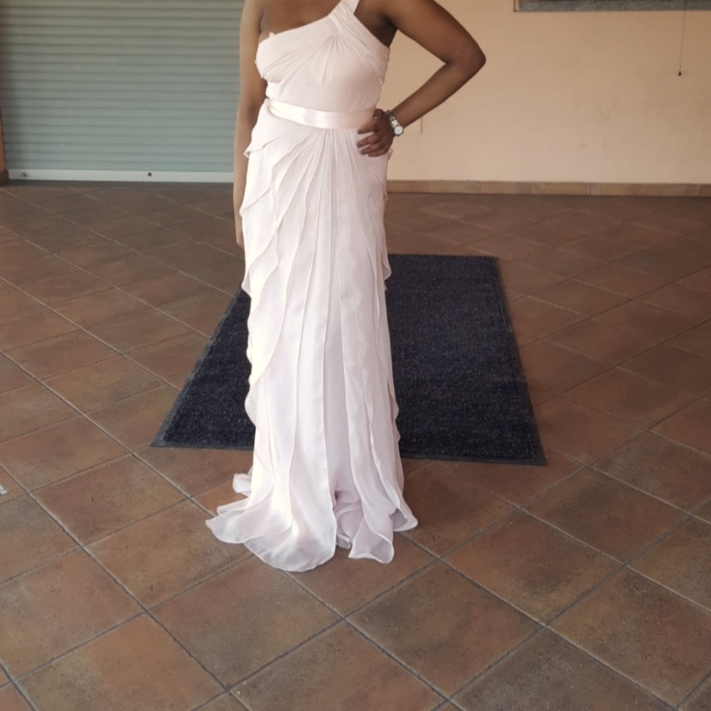 Dress-One shoulder tiered Chiffon Gown